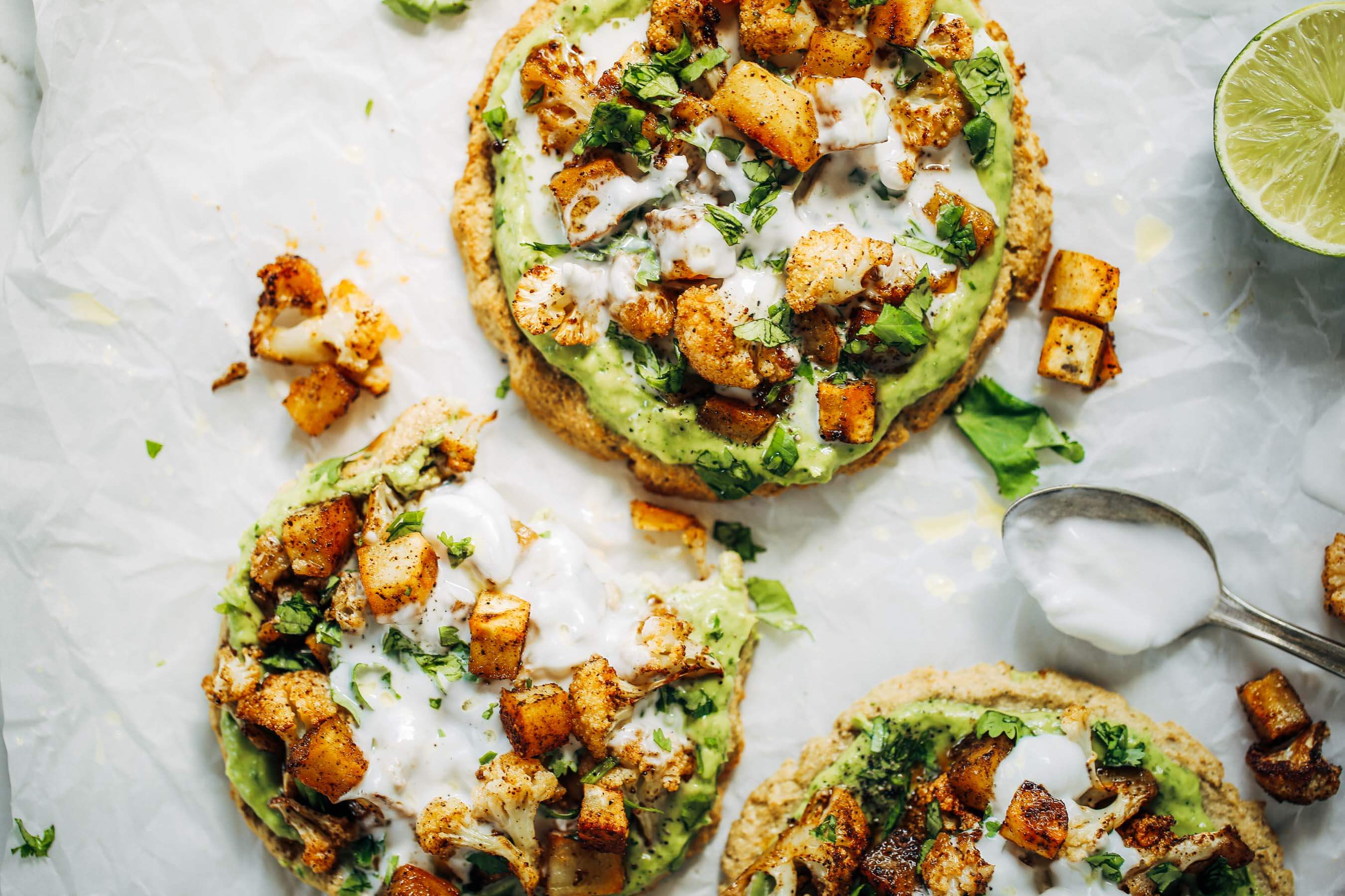 Favorite paleo/whole30 lunch idea: these pitas made with cauliflower, topped with roasted vegetables and the best avocado sauce you’ll ever have! Whole30 lunch easy. Whole30 lunch on the go. Whole30 lunch prep. Whole30 lunch ideas. Whole30 lunch work. Whole30 lunch recipes. Whole30 lunch recipes for work. Whole30 lunch meal planning. Whole30 lunch kids. Paleo pita recipe. Best paleo tortillas. Easy gluten free pita recipe. Paleo whole30 pita tortilla.